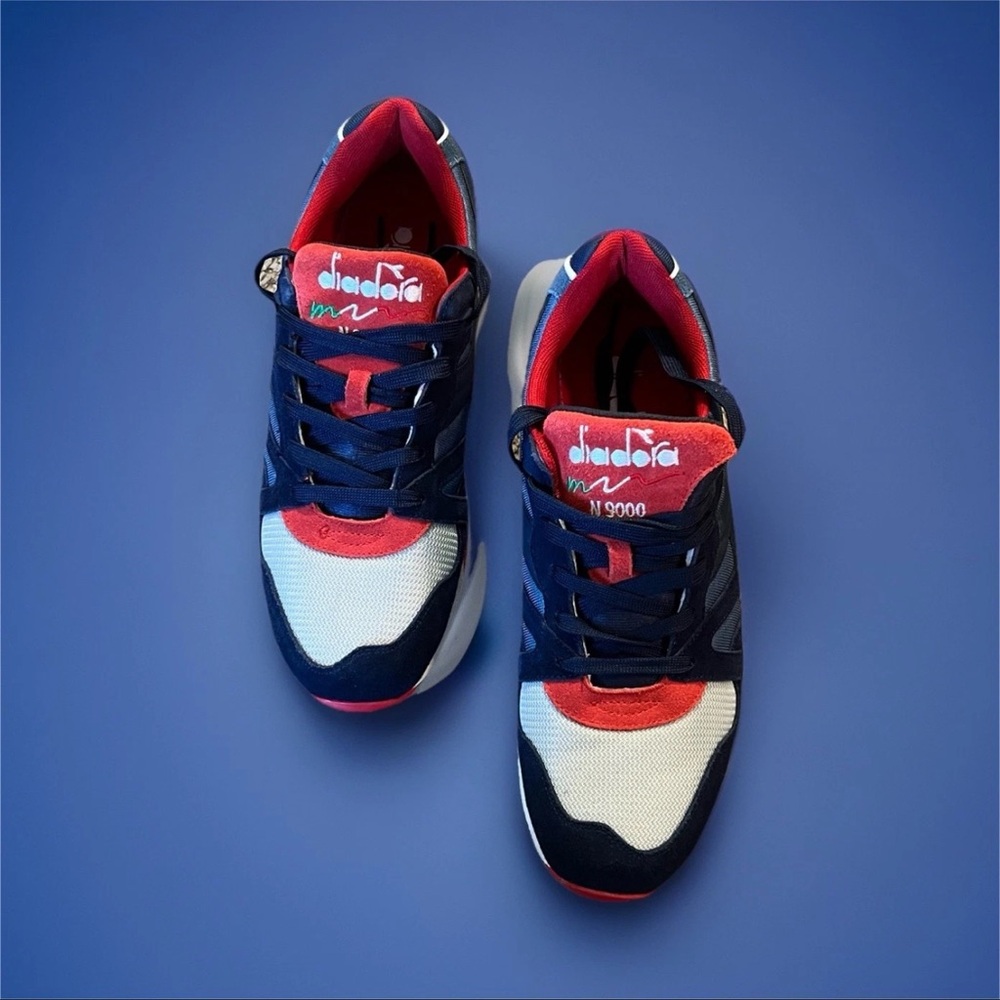 Diadora Blue and Red Athletic Shoes